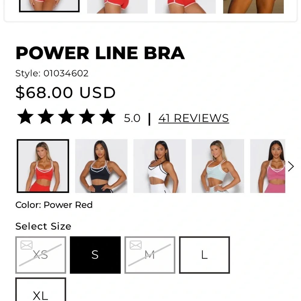 Bombshell Sportswear Red and White Strappy Sports Bra - Picture 2 of 6